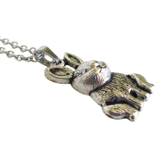 Bunny Rabbit Pendant Necklace With 20" Stainless Chain Cute Animal Jewelry Gift - Picture 4 of 5
